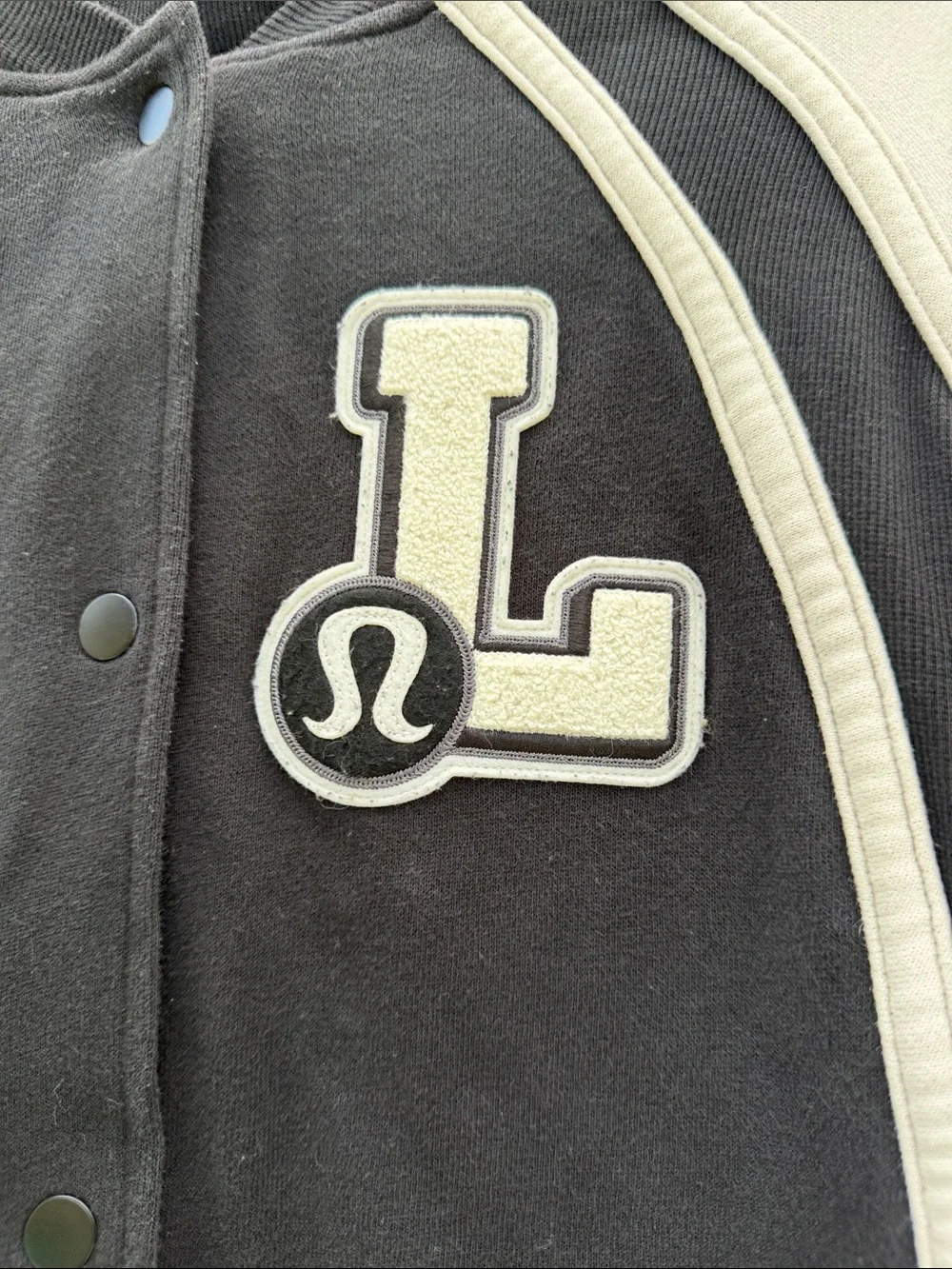 lululemon athletica Black & Cream Letterman Jacket